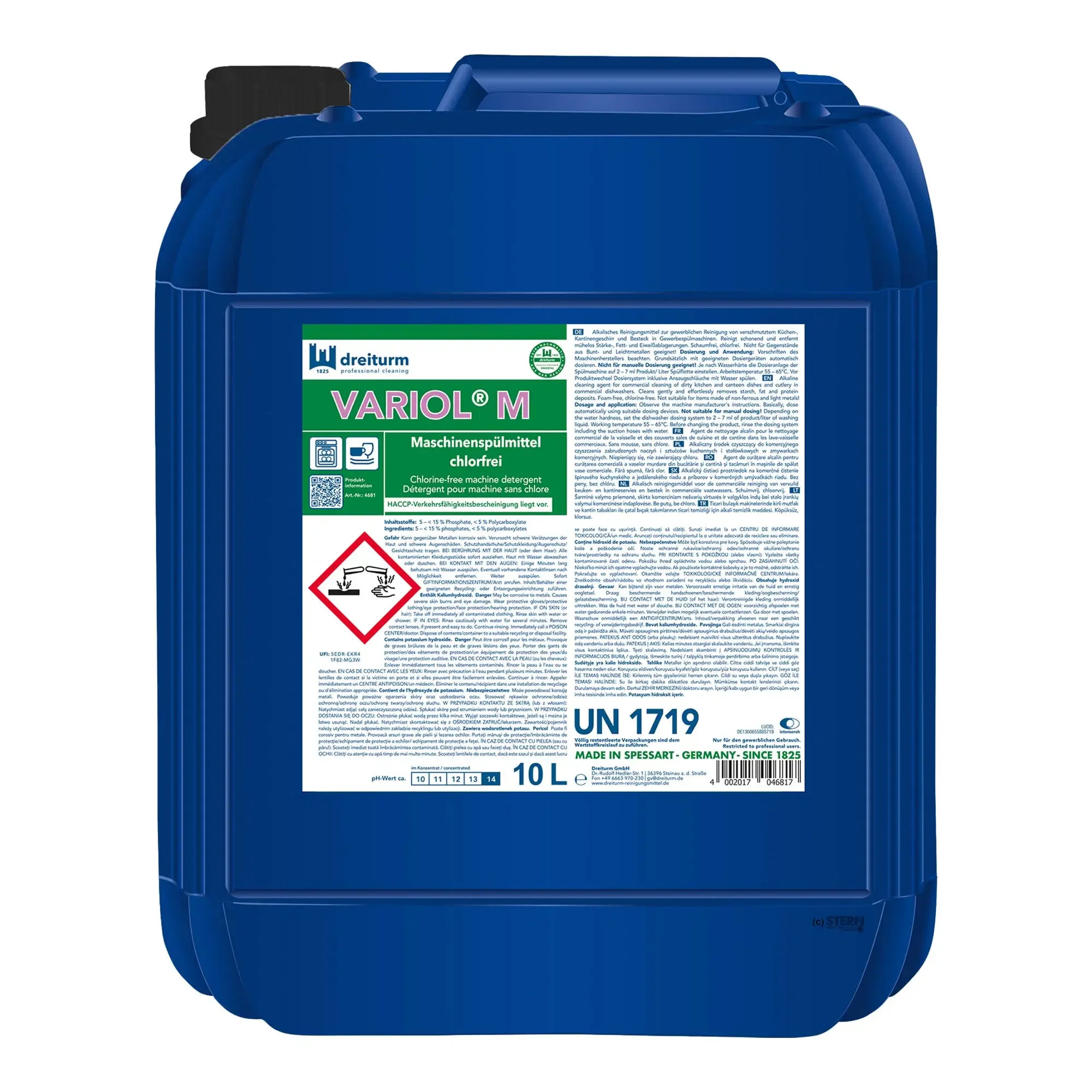 Dreiturm VARIOL M bezchlorowy detergent do zmywarek - kanister 10 litrów